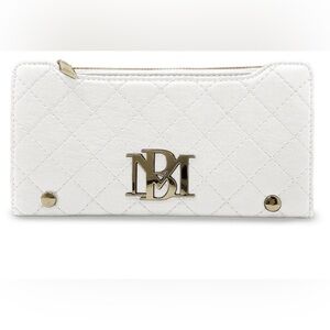 BADGLEY MISCHKA - Long Cards Wallet in White Vegan Diamond Quilted Leather